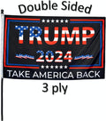 Double-Sided Trump 2024 Flag - Take America Back - 3x5 Foot Indoor Outdoor Decoration Banner With a FREE Sticker - Double-Sided Banner With Vivid