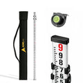 AdirPro 9 ft Aluminum Telescoping Grade Rod | Dual-Sided 5-Section Leveling Rod with 8th Foot Graduations & Locking Clamps | Bubble Level &