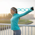 7 Ring Stretch Resistance Exercise Band, Miracle Miles Band, Yoga Stretching, Arm, Shoulders Foot, Leg Fitness Home Gym Physical Therapy Band Blue
