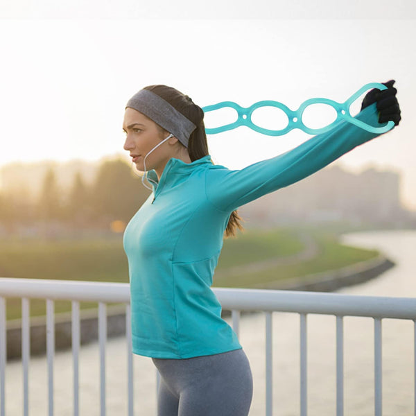 7 Ring Stretch Resistance Exercise Band, Miracle Miles Band, Yoga Stretching, Arm, Shoulders Foot, Leg Fitness Home Gym Physical Therapy Band Blue