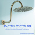 13 Inch High Rise S Shape Shower Extension Arm with Flange,Brushed Gold Shower Head Extender Arm Wall Mounted,Standard 1/2" Connection-Bathroom