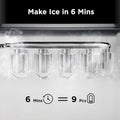 Silonn Ice Maker Countertop, 9 Cubes Ready in 6 Mins, 26lbs in 24Hrs, Self-Cleaning Ice Machine with Ice Scoop and Basket, 2 Sizes of Bullet Ice