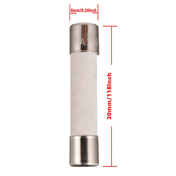 BOJACK 30AL250V 6x30mm 30A 250V Slow-Blow Ceramic Fuses 30 amp 250 Volt 0.24 x 1.18 Inch Ceramic Tube Time-delay Fuses (Pack of 20)