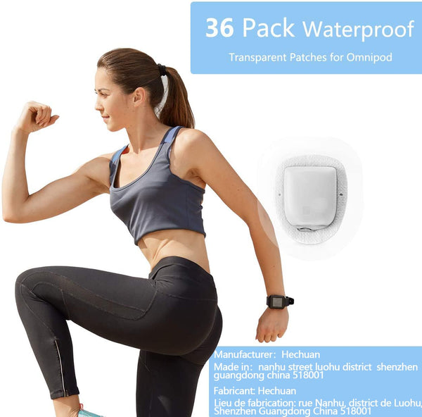 HECHUAN-Overpatches Waterproof for Omnipod 5-36 Pack Transparent pod pals, Omni pod 5 Adhesive Patches Long Lasting to 10 Days 36 Count (Pack of 1)