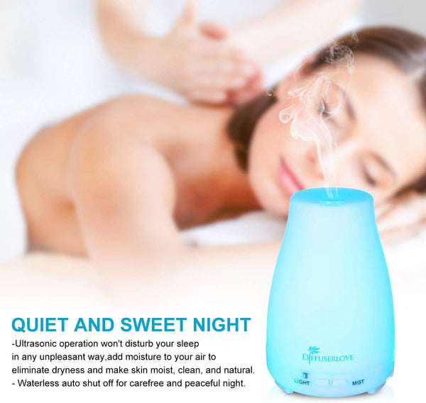 Diffuserlove Essential Oil Diffusers 200ML Remote Control Ultrasonic Mist Humidifiers Bpa-Free Aromatherapy Diffuser with 7 Color Lights, Auto