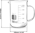 QWORK Beaker with Handle, 1000ml/33.81oz, Measuring Cup, Borosilicate Glass, Beaker Mug with Pouring Spout, 2 Pack