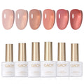 GAOY Jelly Nude Gel Nail Polish Set, 6 Transparent Colors Sheer Red Pink Brown Soak Off UV Light Cure Gel Polish Kit for Salon and Nail Art DIY at