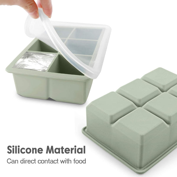Excnorm Silicone Ice Cube Trays 3 Pack - Large Size Silicone Ice Cube Molds with Leak Proof Removable Lid Square Ice Cube Tray And BPA Free for