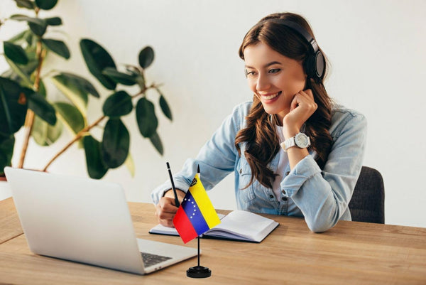 12 Pcs Venezuela Desk Flags Set, Venezuelan Small Mini Table Office Mini Desktop Flag With Black Flagpole and Black Base For Home Office