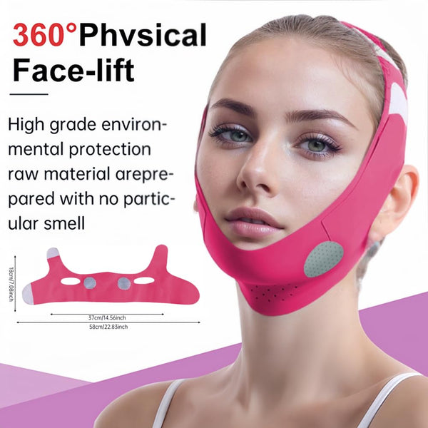 Graphene V-Line Mask Chin up Mask V Shaped Face Mask Chin Strap for Sleeping, Jaw Exerciser,Red,Medium