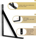 HOME MASTER HARDWARE 12 Inch X 8 Inch Heavy Duty Shelf Brackets, Load Capacity: 600Lb, Black Metal 90 Degree Supports for Shelves 10-Pack, Wall