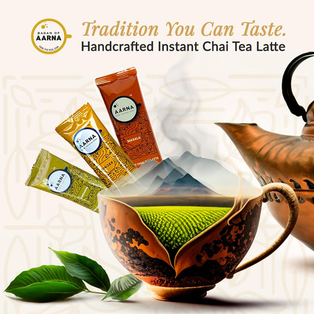 Bagan of Aarna Instant Masala Chai, Tea Powder Mix, Spiced Tea, All Natural Chai Tea, Authentic Chai Mix, Masala Spiced 