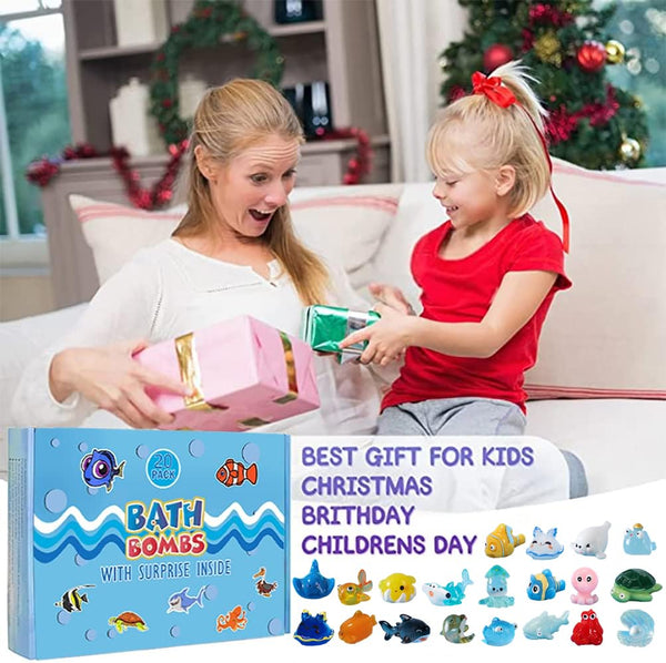 Bath Bomb Gift Set with Surprise Inside, 20 Pack Organic Bath Bombs for Kids, Kids Safe Handmade Fizzy Balls for Kid, Ideal Birthday Gift for