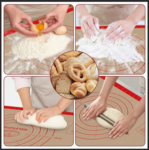 Silicone Pastry Mat - 26"X16" Non Slip Baking Mat with Measurements, Extra Large Dough Mats for Counter, Ideal for Rolling Dough, Fondant, Pizza,