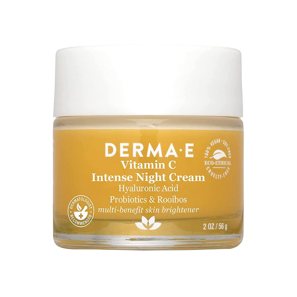 DERMA-E Vitamin C Intense Night Cream, 2 Oz, Brightening and Hydrating Facial Skin Renewing Cream, Anti-Aging Overnight Face Moisturizer for