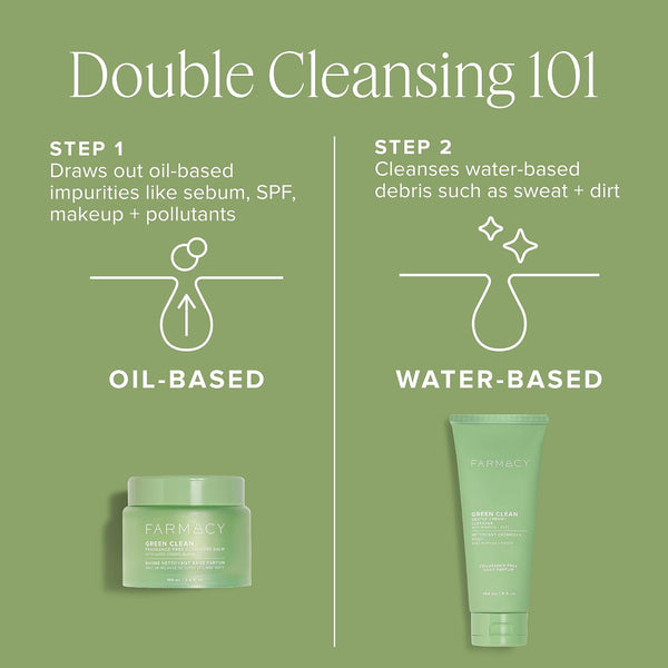 Farmacy Sensitive Skin Makeup Remover Cleansing Balm - Green Clean Waterproof Makeup Remover Balm + Oil Cleanser for Face - Melts Make Up + SPF -