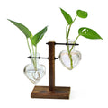 XXXFLOWER Plant Propagation Station Terrarium Wooden Stand 2 Love Bulb Vase Transparent