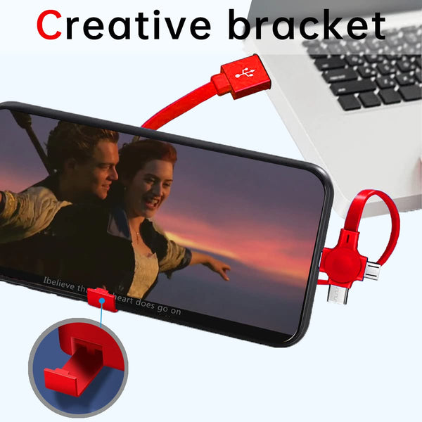 6 Pcs 3 in 1 Retractable Multi Charging Cable (3.28FT) with USB C/Micro USB/IP and Phone Holder, Festivals and Birthday Gift for Your Family and