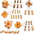 Guaishou Brain Teasers with the Puzzles 21Pcs Unlock Interlock Game IQ Test Toy 3D Wooden and Metal for Party Favor Kids Adults Challenge