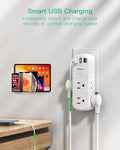 USB Outlet Extender Surge Protector - Mifaso Rotating Plug, 6 AC Multi Plug and 3 USB Ports (1 C), 1800 Joules, 3-Sided Swivel Power Strip Spaced