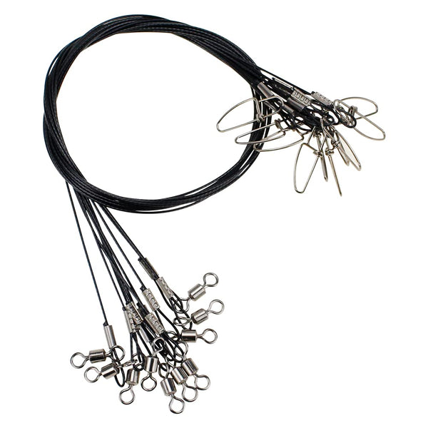 Joyiii 20Pcs 19inch Over 100Lb Fishing Wire Leaders Heavy Duty Fishing Stainless Steel Wire Leaders with Swivels and Snaps