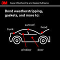3M Black Super Weatherstrip and Gasket Adhesive, 08008, 5 fl oz, 1 Per Pack Black 5 fl. oz.