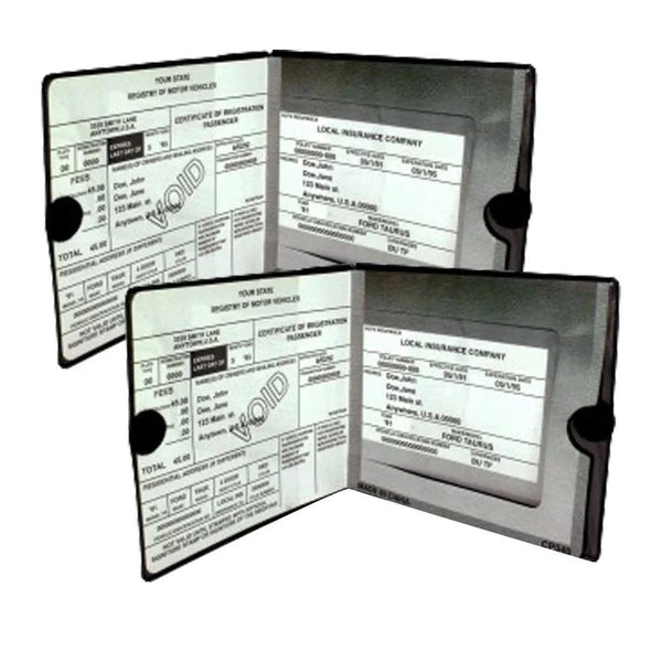 ESSENTIAL Car Auto Insurance Registration BLACK Document Wallet Holders 2 Pack - [BUNDLE, 2Pcs] - Automobile, Motorcycle, Truck, Trailer Vinyl ID