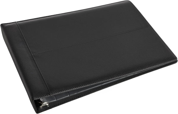 Juvale Check Binder - Black Faux Leather, 7-Ring, 14 x 10 in, Fits 600 Checks - Business Checkbook Binder & Cover with Pen Loop, Checkbook Holder