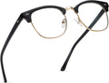 Blue Light Blocking Glasses Anti Eyestrain Computer Gaming Glasses | Vintage Half Frame UV Clear Lens for Women Men A02-black Gold Frame 1 Pack