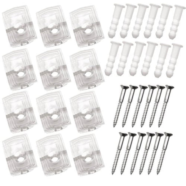Topzone 1/4" inch Heavy Duty 25 Pound Crystal Clear Plastic Mirror Holder Clips, Pack of 12 Pieces