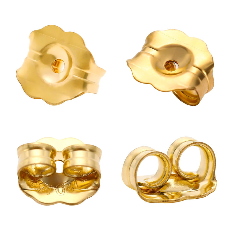 YAKRUNA 14K Gold Filled Earring Backs for Studs 5.8X5.0Mm, 2 Pairs Big Golden Butterfly Earring Backings Replacements for Secure Locking,
