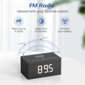 ANJANK Wooden Bluetooth Speaker Alarm Clock with Fm Radio, Wireless Charging Station for iPhone/Samsung, USB Charger Port, Dimmable Display, Sleep