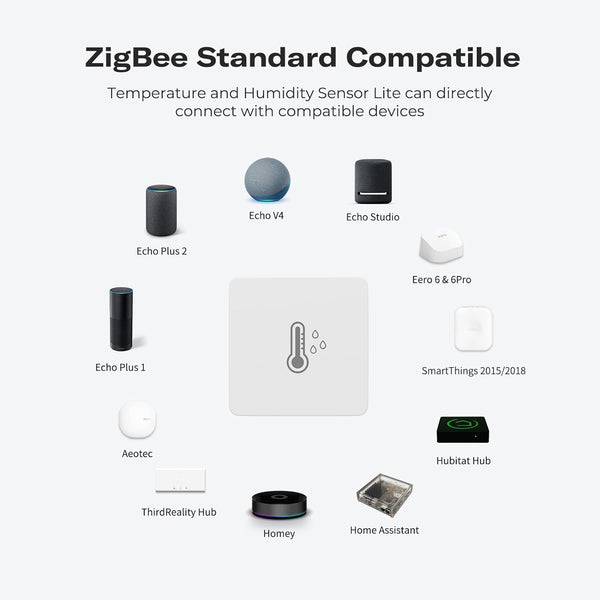 THIRDREALITY Zigbee Temperature and Humidity Sensor Lite,Smart Thermometer and Hygrometer, Hub Required,Compatible with Echo Devices with Zigbee
