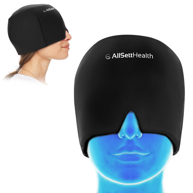 Migraine Relief Cap Ice Head Wrap and Hat | Hot/Cold Gel Pack with Face and Eye 