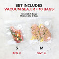 Chef Preserve Compact Vacuum Sealer for Food (Vacuum Sealer Machine + 10 Reusable Vacuum Bags) Powerful Handheld Vacuum Sealer Machine, Seal Meal