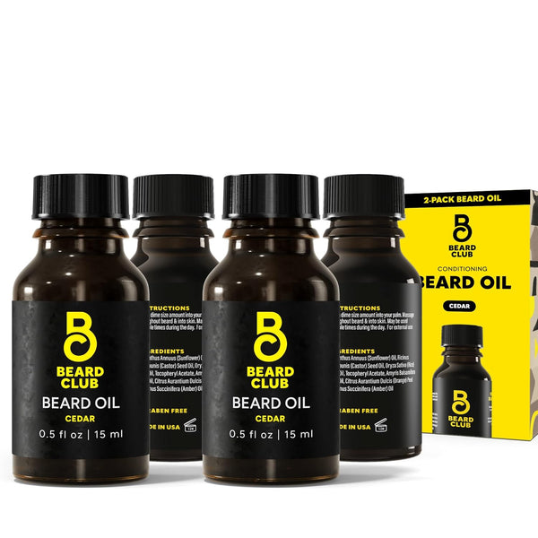 The Beard Club Premium Cedar Beard Oil for Men - Natural Castor & Almond Oils - Beard & Mustache Conditioner - Hydrates, Moisturizes, Softens &