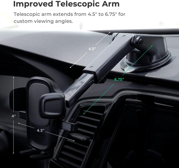 iOttie Easy One Touch Signature Dashboard & Windshield Universal Car Mount Phone Holder Desk Stand with Suction Cup Base and Telescopic Arm for