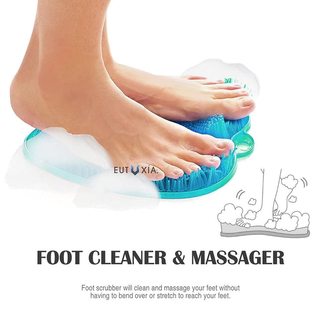 Eutuxia Shower Foot Scrubber Mat with Non-Slip Suction Cups, Foot Massager, Acup