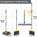 Upgrade Broom and Dustpan Set, Broom with Dustpan Combo Set, Self-Cleaning with Dustpan Teeth, Indoor&Outdoor Sweeping, Stand Up Broom and Dustpan