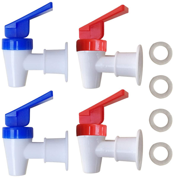Replacement Cooler Faucet - 2 Blue and 2 Red Water Dispenser Tap Set - Internal Thread Plastic Spigot.… red,blue 4