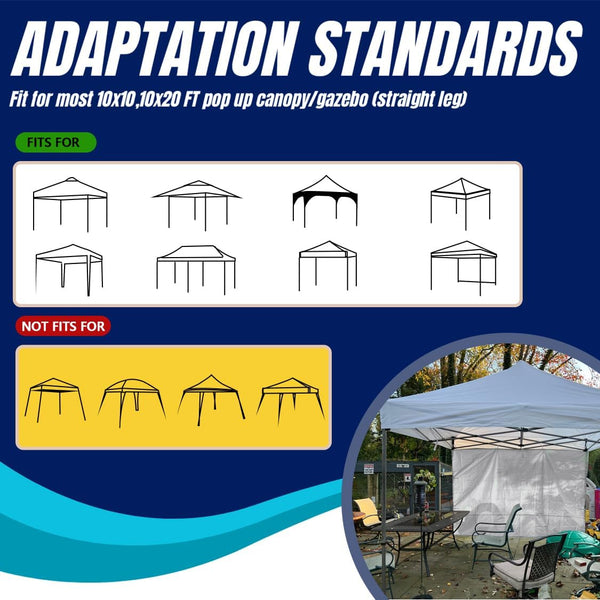 10x10 Pop Up Canopy Tent Sidewalls - Straight Leg Compatible, 300D Waterproof Polyester with 99% UV Protection, 3 Piece Royal Blue Wall Set Fit