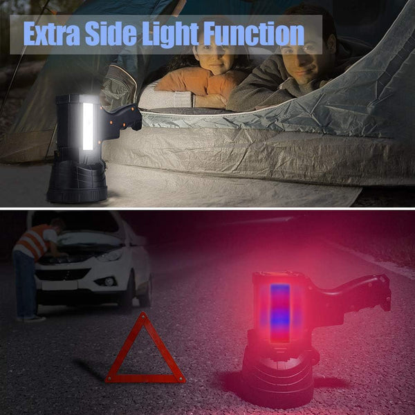YIERBLUE Rechargeable Spotlight, Super Bright 1000 LM LED Flashlight Handheld Spotlight Long Lasting Large Flashlight Searchlight and Flood
