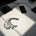 1Pc Black 10 in 1 USB Multi Charger Cables for Mobile Phones USB Charging Cord 20cm/7.87in to Multi Plug Cell Phone Charger Cable 10 in 1 Cable