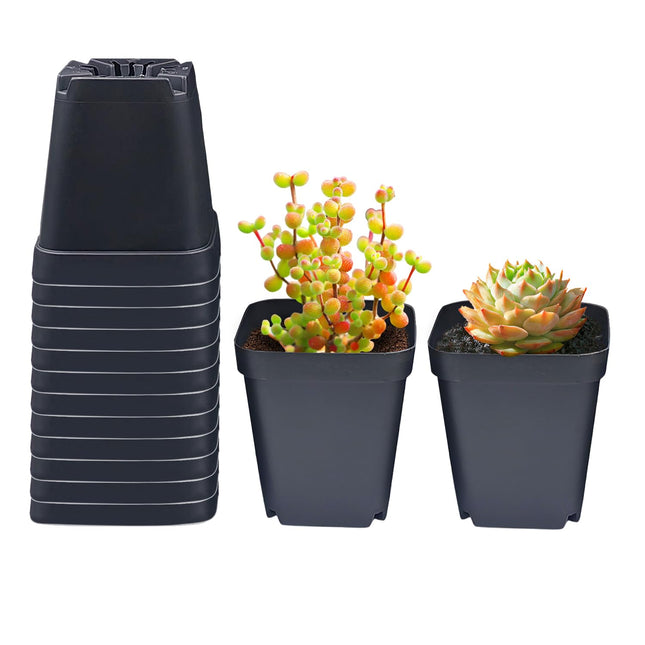 Square Nursery Pots 3.54Inches 90 Pcs Seedling Flower Post Plastic Thick Seed Start Germination for Plant Propagation,St