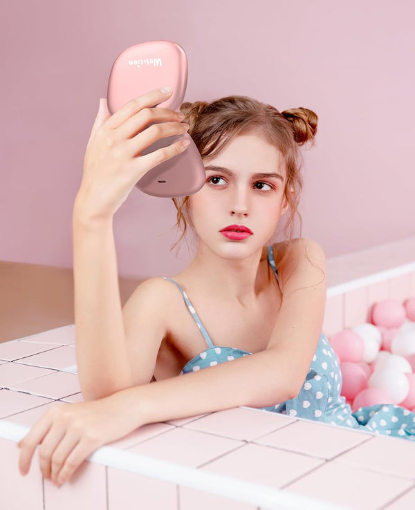 Wobsion Travel Mirror with Light, Rechargeable 1X/10X Compact Magnifying Mirror, Dimmable Pocket Mirror,Handheld 2-Side Mirror with Light,4Inch