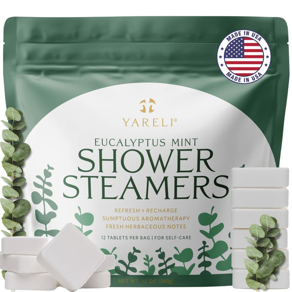 Shower Steamers Aromatherapy, 12 Pack, for Women and Men - Sinus Relief and Self Care Birthday and Relaxation Spa Gift - Eucalyptus Mint