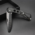 Stainless Steel Folding Beard Comb, Portable Multifunction Anti Static Comb for Men Mustache Styling