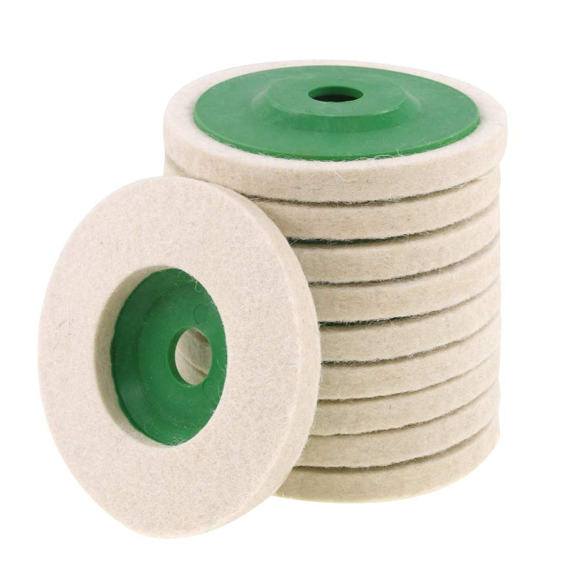 Keadic 10Pcs 4 Inch Round Wool Felt Disc Wheel Pad, Wool Polishing Wheel Disc, 100mm Wool Felt Disc Polishing Buffing Wheel Pad for Metal Aluminum