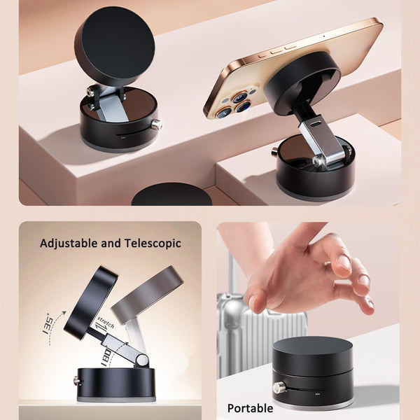 Foldable Magnetic Vacuum Phone Holder, Ultra Strong Suction Cup Phone Mount for Car/Travel/Desktop, Adjustable Vacuum Magnets Phone Stand Car