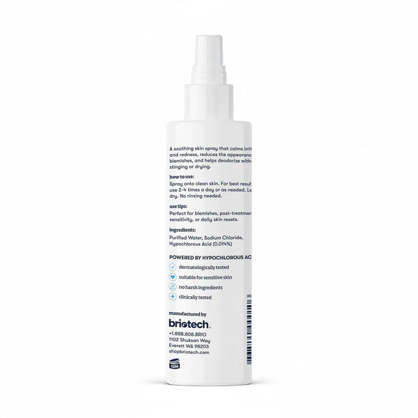 BRIOTECH Topical Skin Spray, Pure HOCl, Tattoo & Piercing Aftercare, Sea Salt Cleansing Solution, TSA Approved Travel Size, Hypochlorous Acid